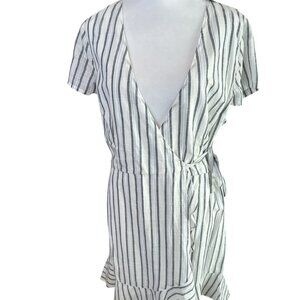 Abercrombie & Fitch Wrap Dress - NWT - Small - Blue/White/Grey - Ruffled Hem